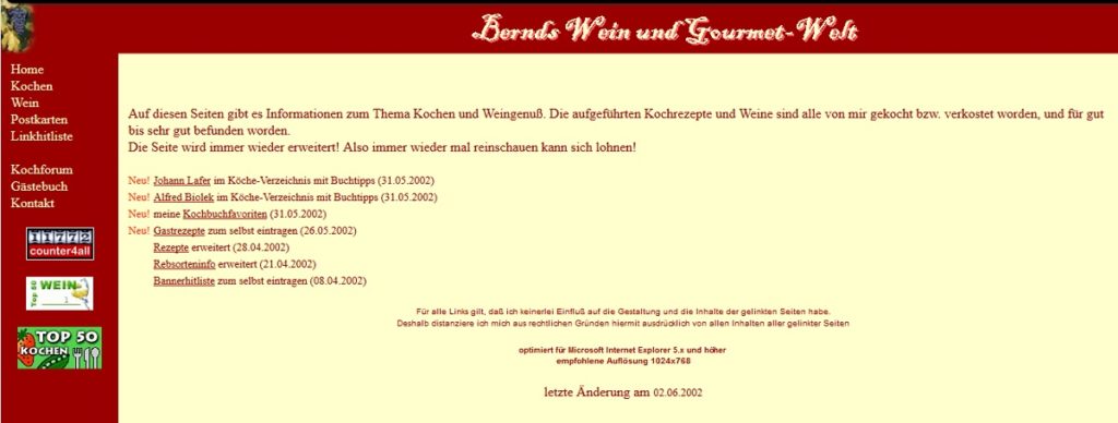 Erste Wein-Homepage 2002